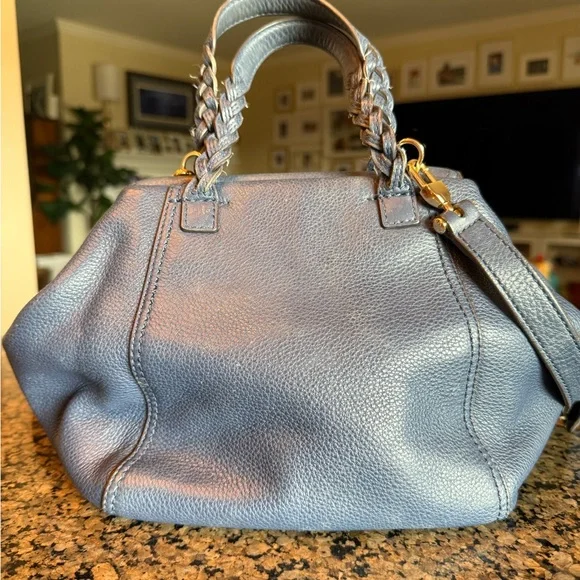 Tory Burch Navy Half Moon Satchel - Picture 8 of 15